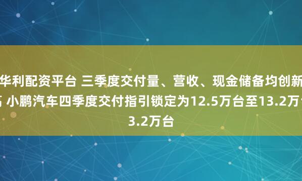 华利配资平台 三季度交付量、营收、现金储备均创新高 小鹏汽车四季度交付指引锁定为12.5万台至13.2万台